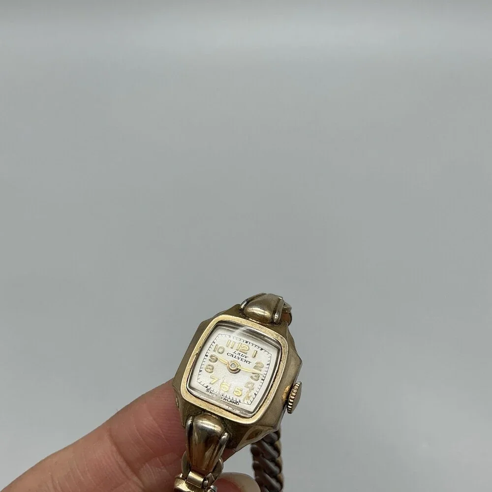 Vintage Calvert Lady Calvert Womens Watch 17mm 10K RGP Swiss Manual Wind